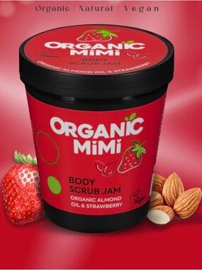 Red Body Scrub Jam - Organic Almond & Strawberry
